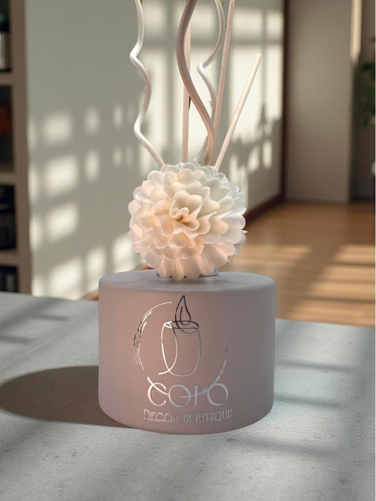 Chamomile Tea Reed Diffuser 6.8 fl oz – Calming Natural Scent with Cream Sola Flower – Matte Glass Jar Aromatherapy Diffuser – Minimalist Home Fragrance & Gift for Relaxation - Image 3