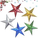 ★ 【5 Estrellas Colgantes de Papel】 5 estrellitas plegables de 30 cm de diámetro, 5 colores, muy adecuadas para la decoración de escaparates, decoración de escaparates o decoración de dormitorios para uso privado y comercial.