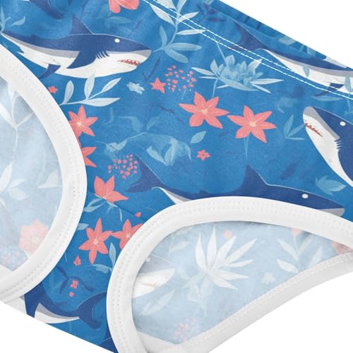 Wusikd Shark Girls' Underwear Cotton Floral Girls Briefs Soft Toddler Underwear 2T4