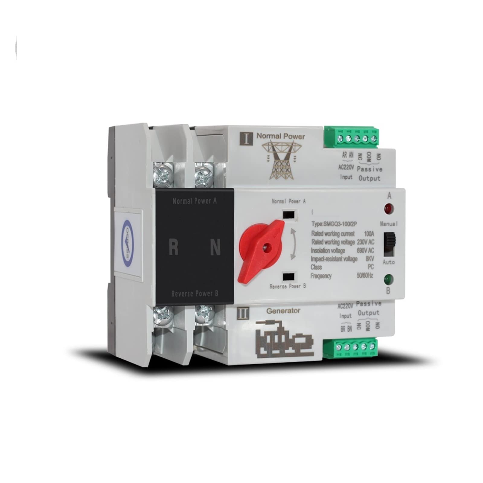 ATS Dual Power 2P/3P/4P 100A Przełączanie milisekundowe bez przerw Montaż na szynie 35 mm(4)