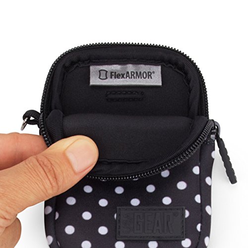 Usa Gear Compact Digital Camera Case Sleeve - Compatible With Nikon Coolpix W300, S6900, A10, S3700, S4300 And More Point And Shoot Cameras - Padded Neoprene, Accessory Pocket, Belt Loop (Polka Dot) #TOP2