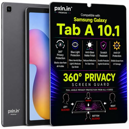 Image of Pxin 360 Pro Privacy Screen guard compatible with Samsung Galaxy Tab A 10.1 | Anti Glare | Anti UV | Anti Blue | Anti Reflection | Privacy Filter | Unbreakable Build