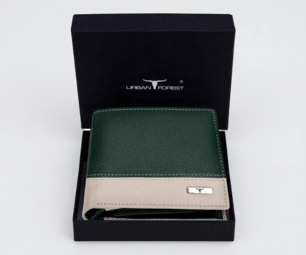 URBAN FOREST Seattle Green/Sand Leather Wallet for Men