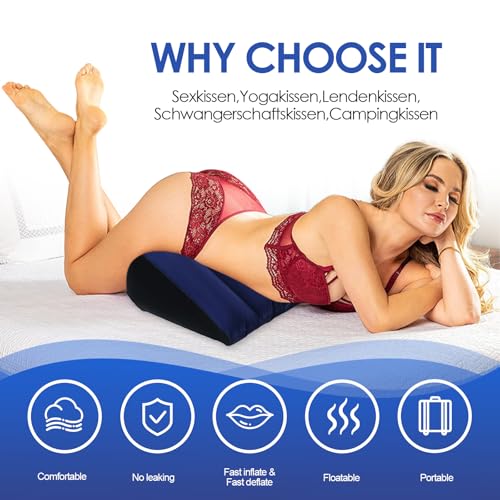 Sex Lendenkissen Sex Kissen, Sexspielzeug Liebeskissen für Paare - Aufblasbares Lendenkissen mit Dreieck-Form für Sexstellungen, Erotik Keilkissen & Positionierungs-Hilfe für Paare, Männer und Frauen
