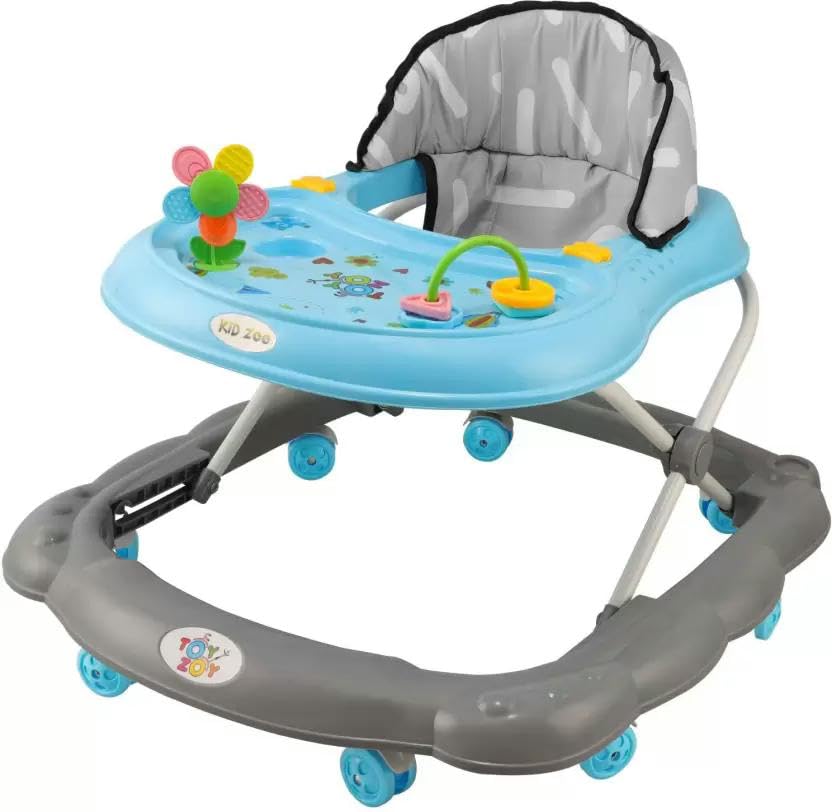 Maanit Musical Baby Activity Walker Foldable Activity Walker with Adjustable Height for Boys and Girls (Blue)