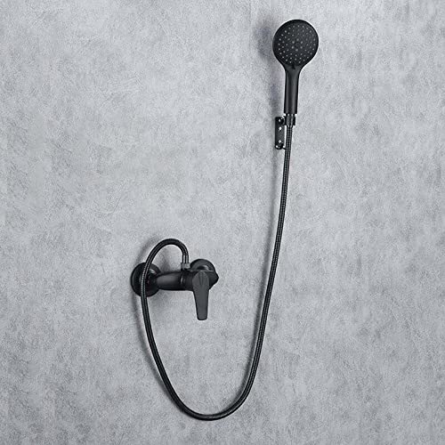 Robinets de douche en laiton noir avec mitigeur mural et tête de douche conversion main