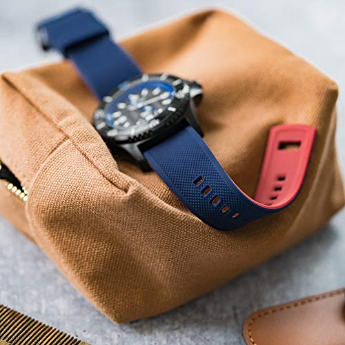 Image of 23mm Navy Blue /Crimson Red - BARTON Elite Silicone Watch Bands - Black Buckle Quick Release