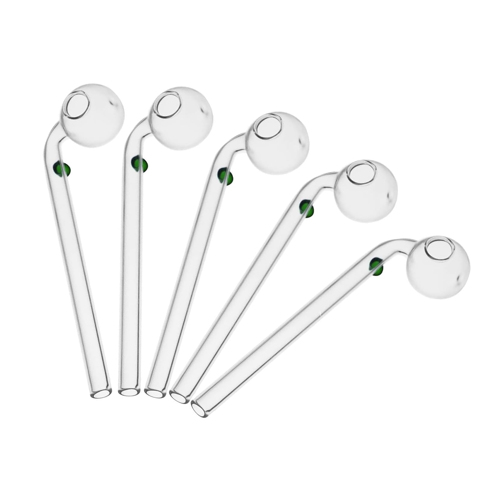 Glass Oil Burner Clear Thick Pipe Oil Pipe 5.1 Inches (5PCS Green)