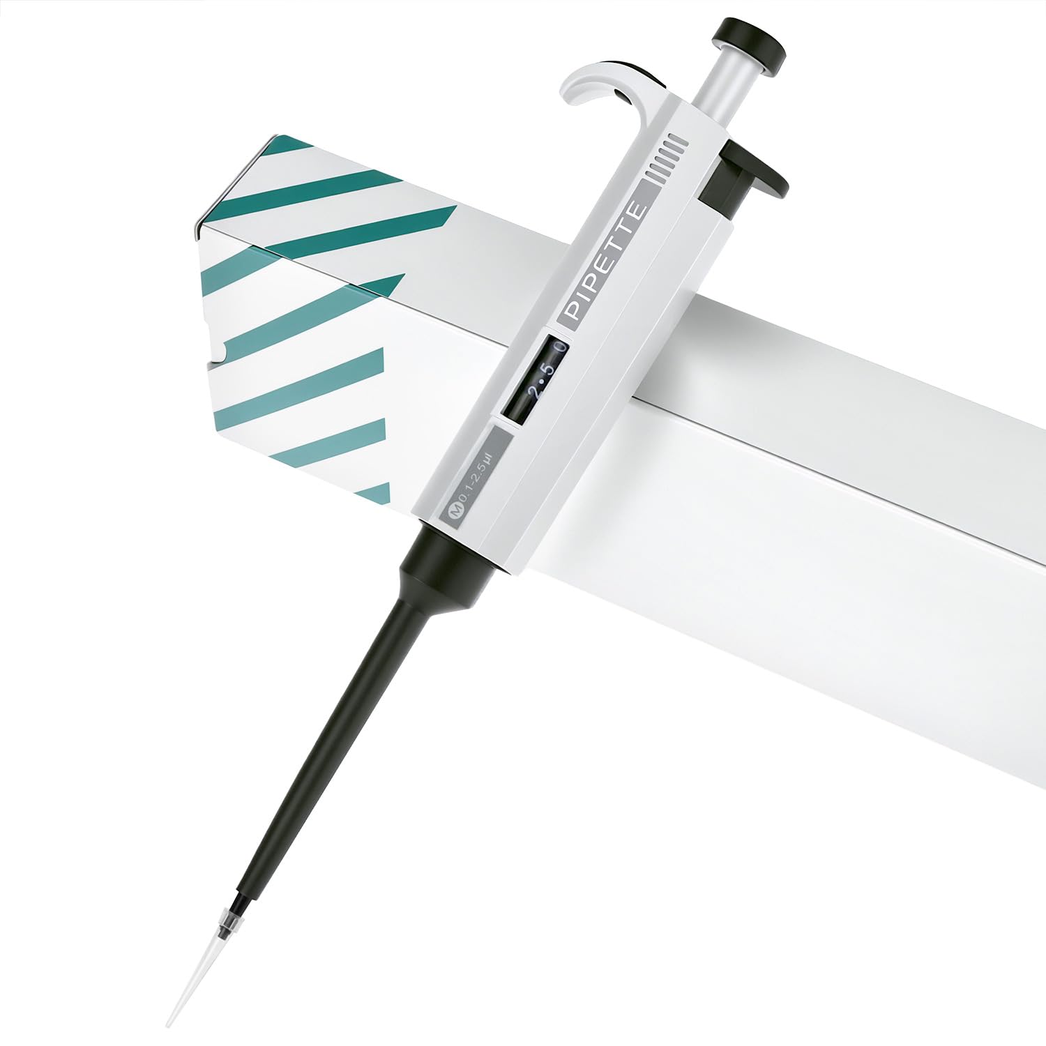 QWORK® 0.1μl-2.5μl Pipetta micropipetta da laboratorio a canale singolo ad alta precisione regolabile