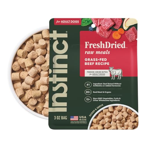 Instinct FreshDried Bites, Natural Freeze-Dried Dog Food, Grain-Free - Grass-Fed Beef, 3 oz. Bag