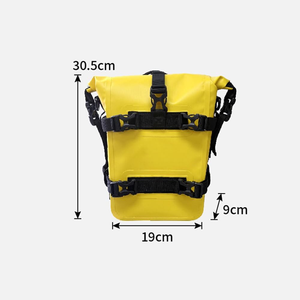 Garvee Sacoche latérale Moto étanche IPX6 8L – Porte-Outils Cadre Universel avec bandoulière réglable – Idéal Accessoires Cyclisme Outdoor – Jaune, 19cm x 9cm x 30,5cm