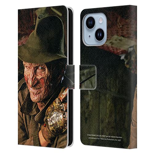 Étui Portefeuille iPhone 14 Plus Cuir avec Fentes Cartes Freddy Krueger