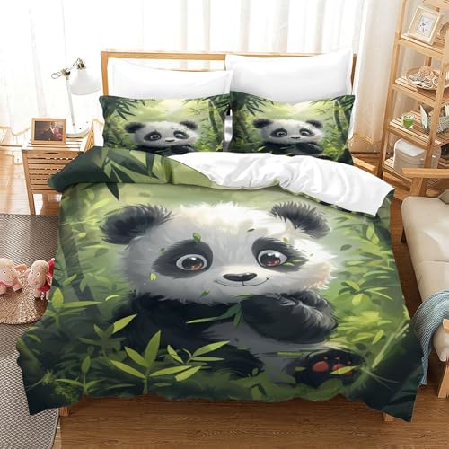 Housse de couette imprimé 3D panda microfibre hypoallergique 140x200cm - 3