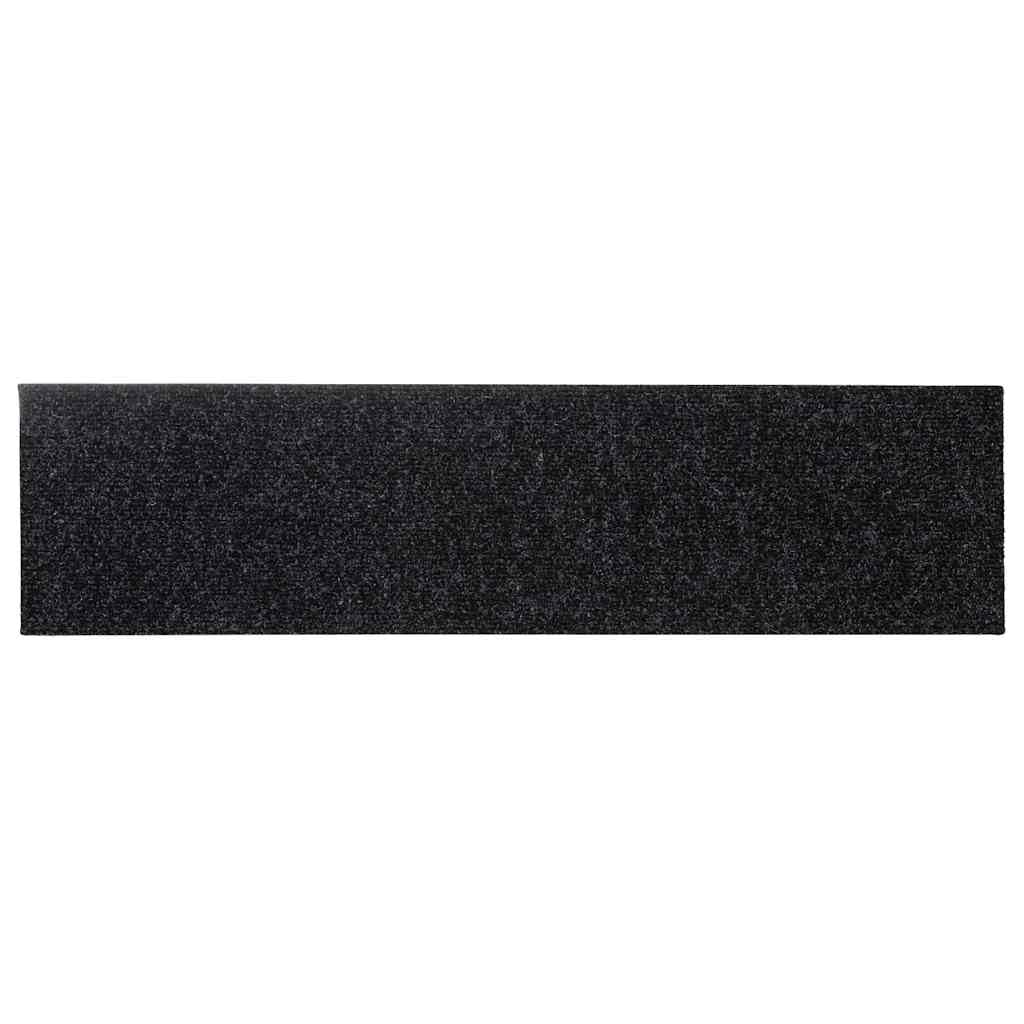Maty na schody, samoprzylepne, 30 szt., 76 x 20 cm, czarne, prostokątne, antypoślizgowe, nadają się do prania, ochrona podłogi, ochrona podłogi, na drewniane schody wewnątrz, z ochroną przed