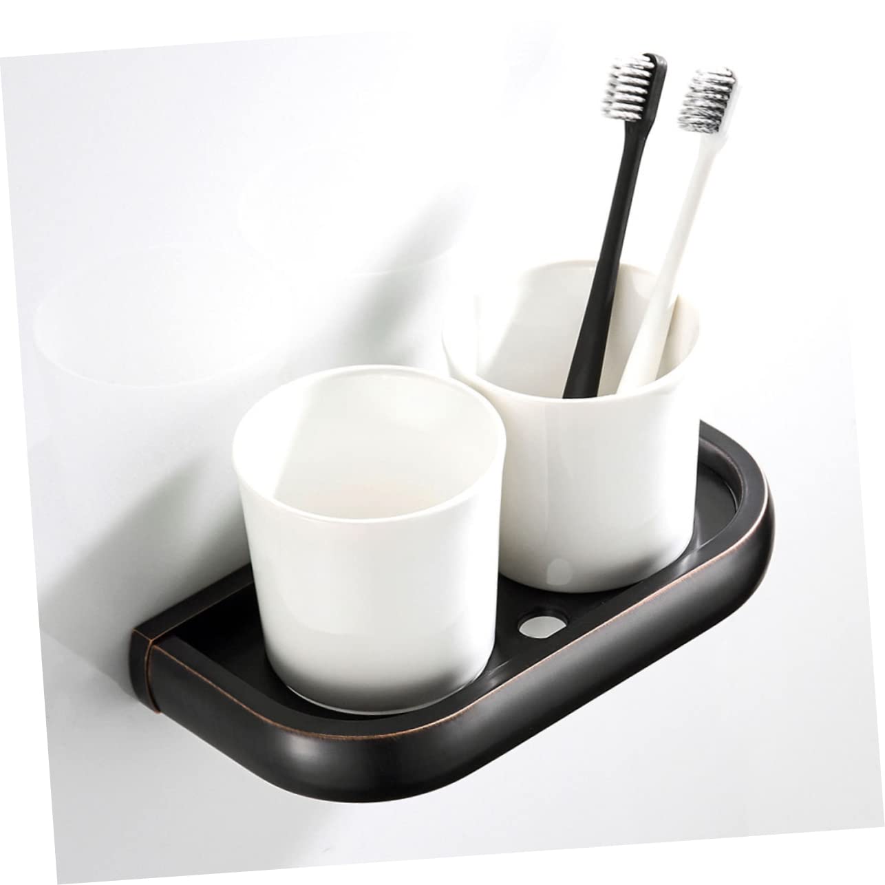 Cabilock Soporte De Doble Vaso De Cobre Antiguo para Cepillos De Dientes Montado Pared Organizador para Baño y Cocina Accesorios Incluidos Diseño Elegante y Resistente La Humedad
