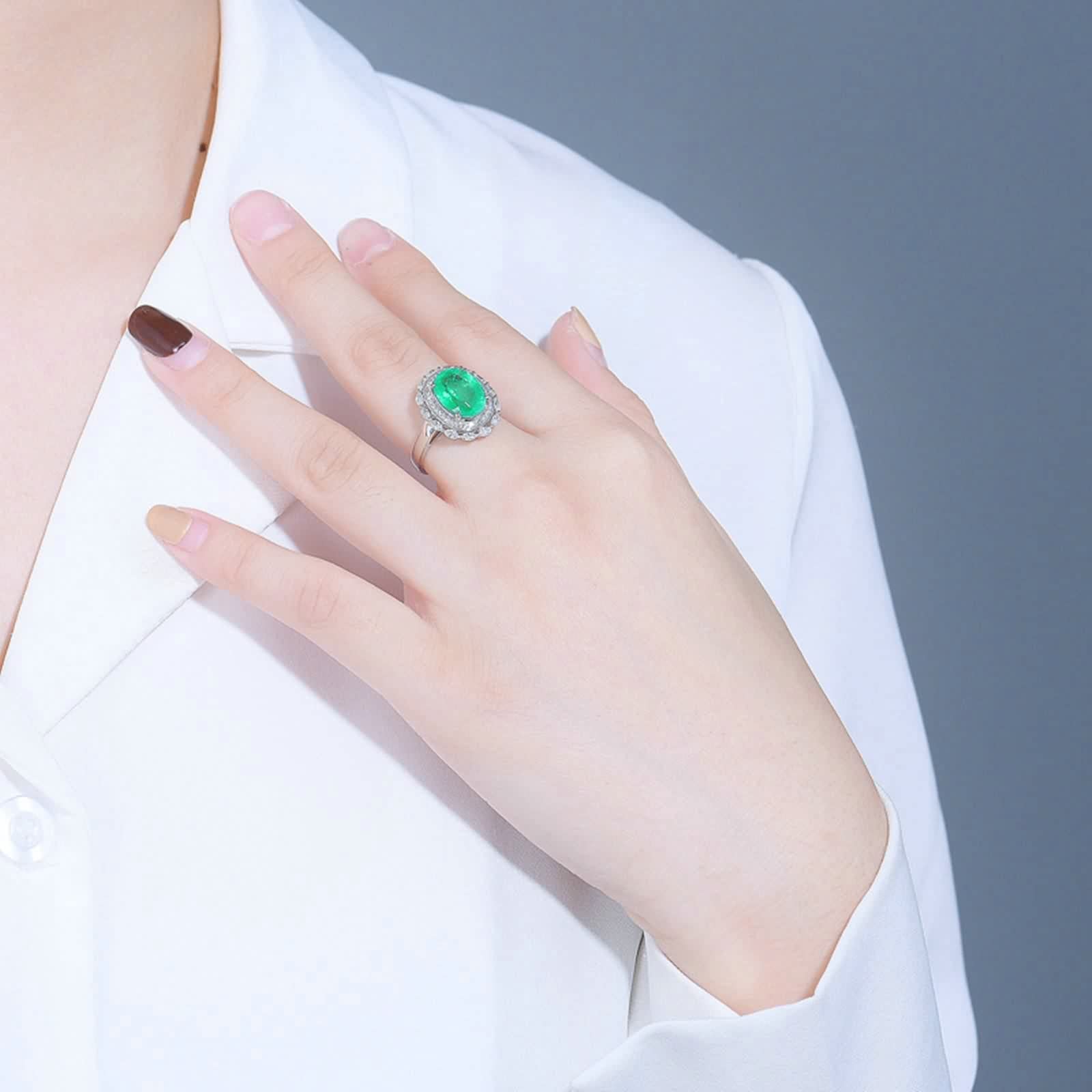 Anillos de Esmeralda, Sortijas Mujer Forma Oval Esposa Novia para Las Vacaciones de Aniversario Del Día de San Valentín