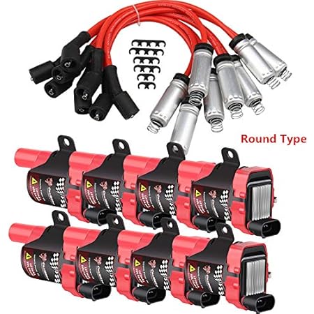Amazon Com Carbole 8 Pack D585 Ignition Coil Pack And 748uu 8mm Spark Plug Wires For Chevy Silverado Ls1 Ls3 4 8 5 3l Chevrolet Gmc Cadillac 4 8l 5 3 5 7 6 0 Red Automotive