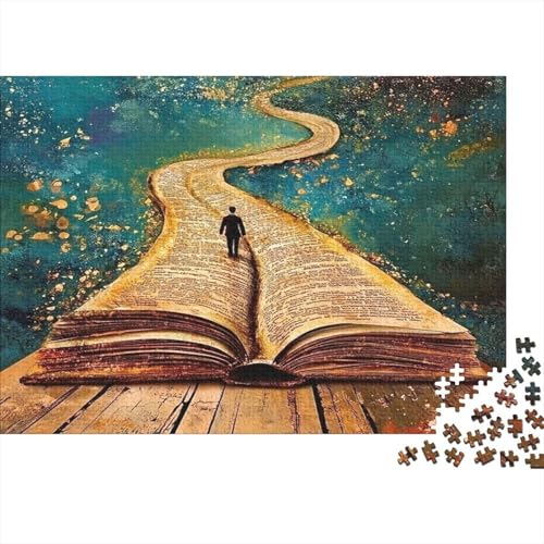 Puzzle 1000 Pezzi 52x38cm Carta Riciclata per Ragazzi +12 Anni Adulti Fantasy del Libro Viaggiatore sul Sentiero Dorato Educativo Sfidante Ottima Idea Regalo