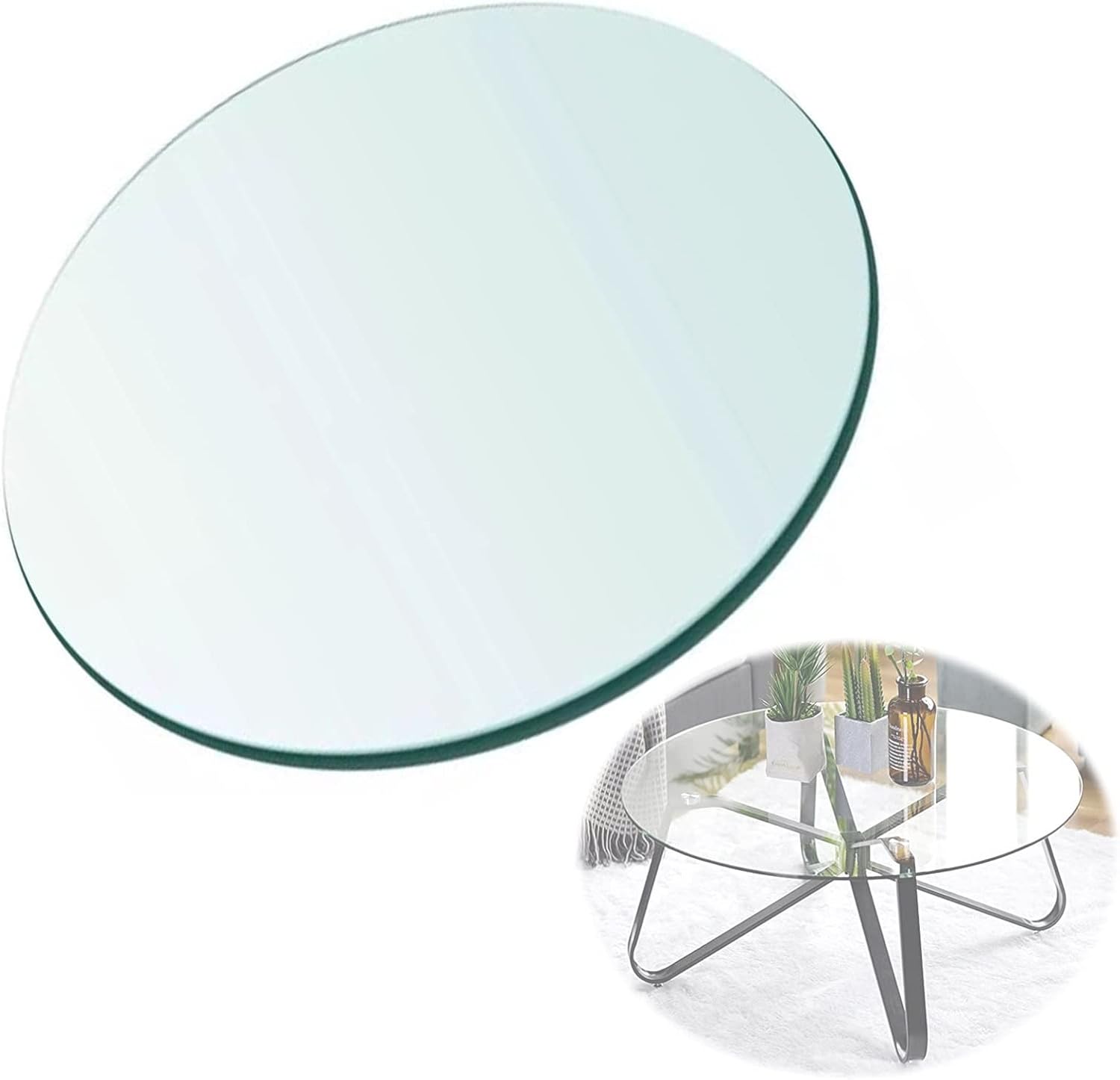 Tempered Glass Table Top,Strong Hardness,Protect The Desktop,Plate Glass,Round Glass Top Ø15in•17in•20in•21in•25in•27in•28in,Thickness: 9mm, Polished Edge (Color : Clear, Size : 38CM(15IN))