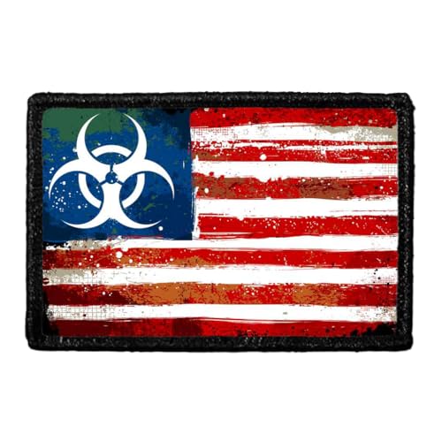 American Flag - Zombie Outbreak Toxic Morale Patch | Hook and Loop Attach for Hats, Jeans, Vest, Coat | 2x3 in | by Pull Patch