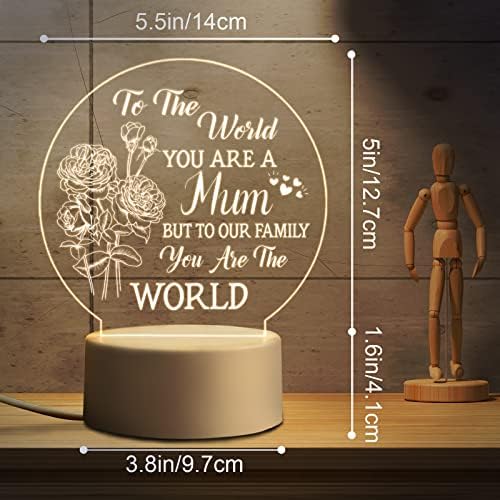 Christmas Gifts for Mum from Daughter Son - Mum Birthday Gifts Night Light, Mum Gifts for Christmas, Mother's Day, Birthday, Thanksgiving, Acrylic Night Lamp Gifts for Mum, Stepmom