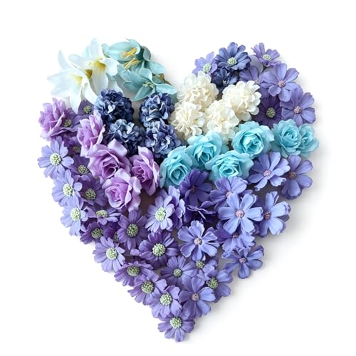 PacuM 40 Pièces Mini Fleurs Artificielles Têtes Fleurs Artificielles Rose Capitules de Marguerite en Soie pour Bouquet Mariée Tableau Mural Fête Mariage...
