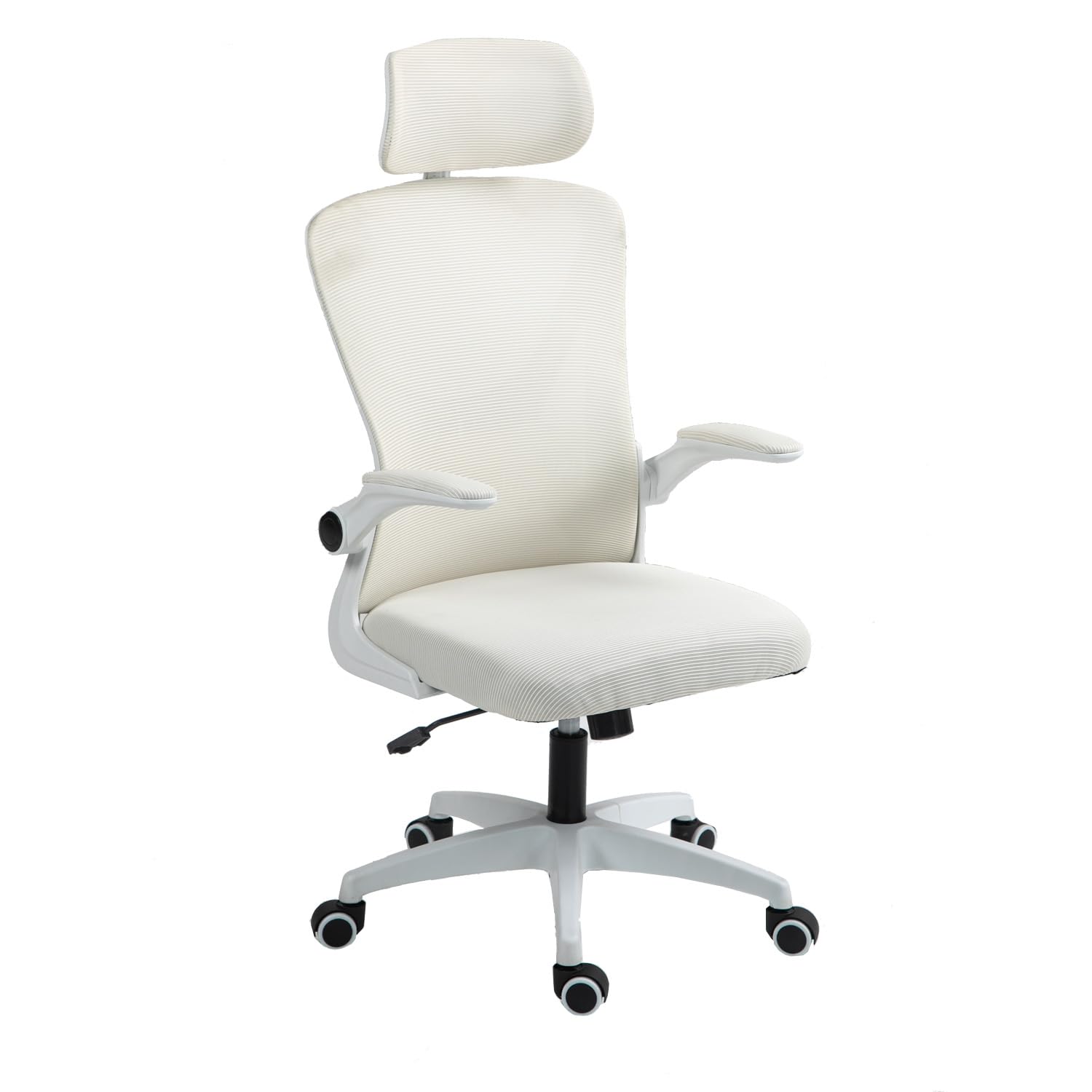 Panana Mesh Back Office Chair High Back Computer Desk Chair Flip-up Armrest Ergonomic Executive Chair (Beige)