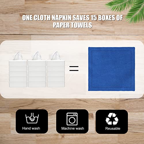 Basic Model 100% Pure Linen Napkins Kit, Set Of 4 (Klein Blue 18 X 18 Inch) Cloth Dinner Napkins, Fabric Table Napkins With Napkin Rings, Hemp Rope, Gift Box For Wedding, Birthday Party #TOP6