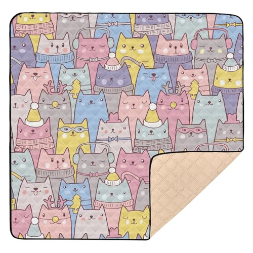 Alfombrilla de viaje para niños y niñas, de dibujos animados, colorida, antideslizante, para gimnasio y actividades para interiores y exteriores, lavable, para bebés, niños pequeños, 50 x 50 pulgadas