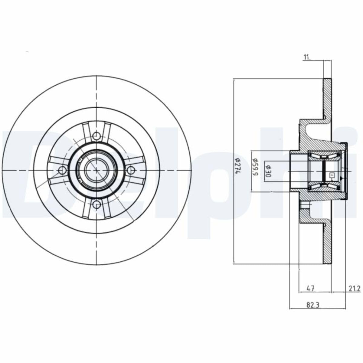DELPHI BG9030RS, 2 szt Tarcze Hamulcowe tył 274mm