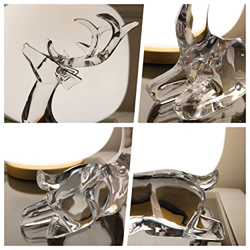 Hozuso Acrylic Sitting Reindeer Deer Figurine Glass Collection Ornament Statue Animal Collectible Sitting Christmas Decor Home Decor #TOP7