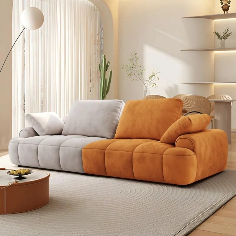 Image of LEGACY OF COMFORT Irmak 85.83'' Upholstered 3 Seater Sofa Three Seater Sofa for Living Room Hotels & Offices (Beige /Orange)