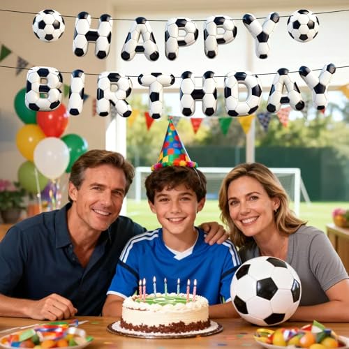 Image of Sport Birthday Banner, 3D Sport Theme Happy Birthday Banner (Soccer)