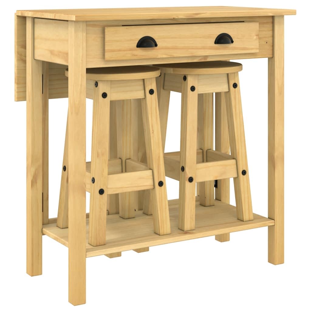 Ensemble Bar 3 Pieces Bois Pin Massif