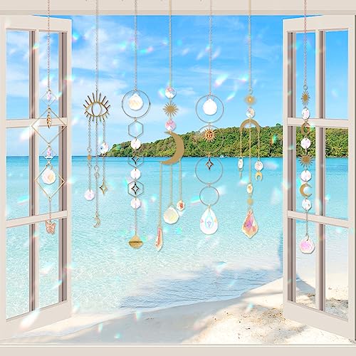 Worgree Sun Catchers, 10 Pieces Colorful Crystal Suncatcher With Chain Pendant Ornaments Hanging Crystals Prism Rainbow Maker For Windows Indoor Outdoor Car Mirror Garden Decor Wedding Party Xmas Gift thumb #5
