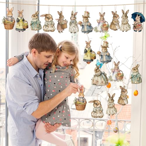 36-Pcs-Easter-Ornaments-Easter-Tree-Decorations-Hanging-Bunny-Flower-Basket-Wooden-Bunny-Hanging-Decorations-Spring-Decorative-Ornaments-for-Home 36 Pcs Easter Ornaments Easter Tree Decorations Hanging Bunny Flower Basket Wooden Bunny Hanging Decorations Spring Decorative Ornaments for Home