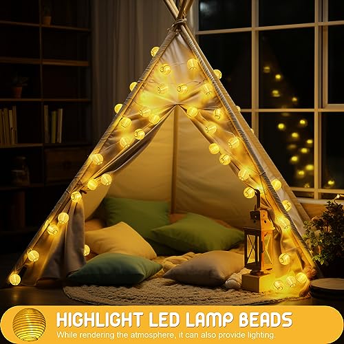 A.bigwhale Lampion Lichterkette Batterie, Warmweiß 16 LED Lanterne Lichterketten Außen… – Ansicht 4