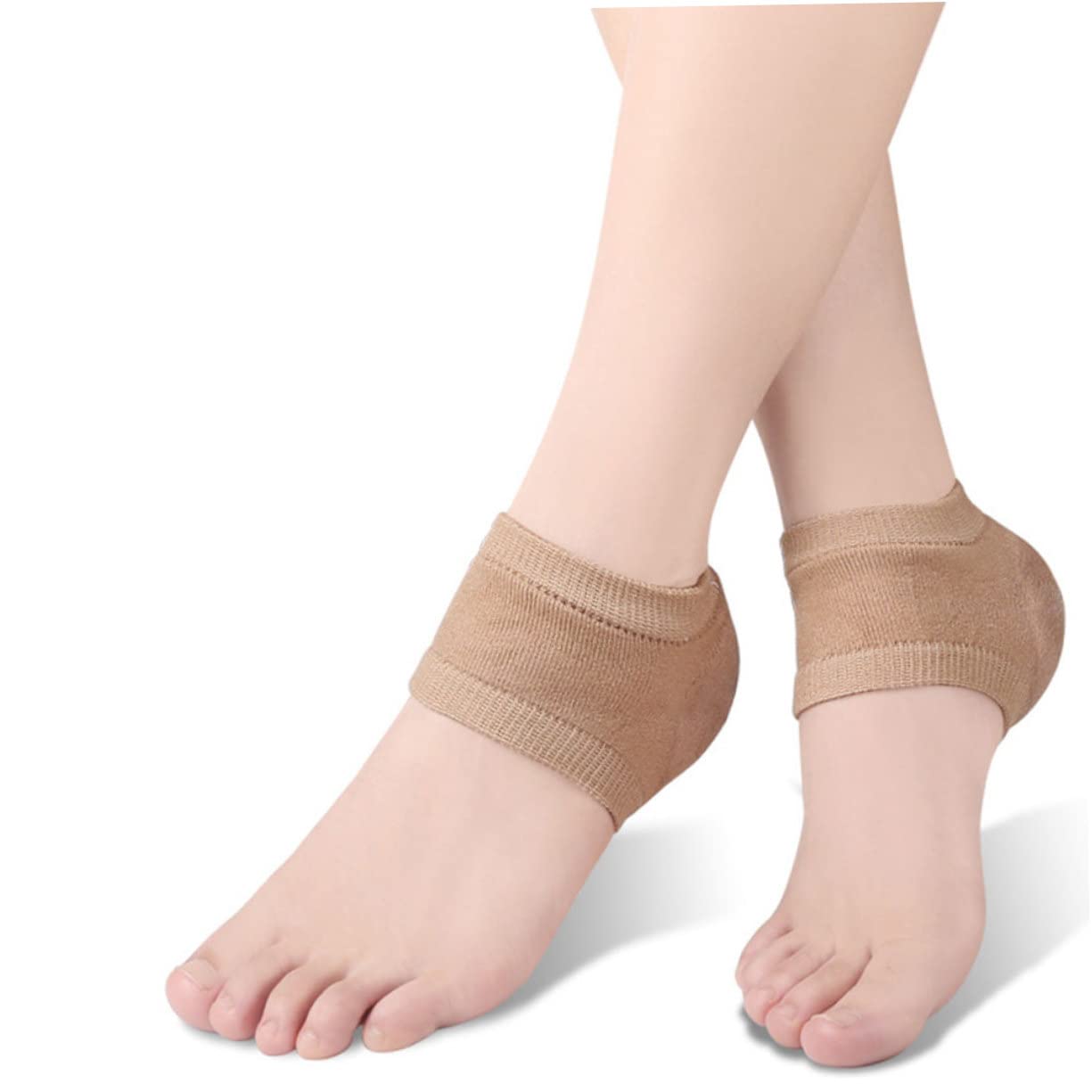 Beatifufu Elastic Heel Socks Gel Protector 2 Pack Heel Sleeves for Women Breathable Moisturizing Socks