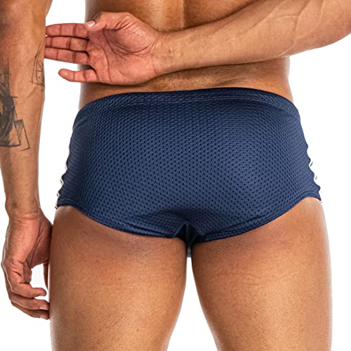 Aimpact Mens Square Leg Swimsuit Mesh Poly Mesh Training Drag Suit Athletic Swim Briefs Competitive Swimwear (Royalblue L) #TOP2