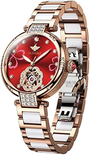 OUPINKE Watches for Women Mechanical Self Winding Dress Luxury Diamond Dial Rose Gold Ceramic Waterproof Luminous Ladies Wrist Watch Gift Set OUPINKE Watches for Women Mechanical Self Winding Dress Luxury Diamond Dial Rose Gold Ceramic Waterproof Luminous Ladies Wrist Watch Gift Set