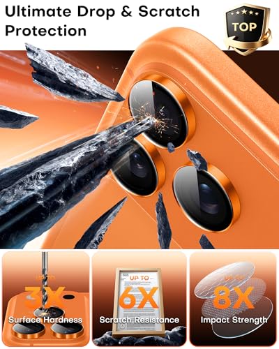 Image of TOCOL Camera Lens Protector for iPhone 17 Pro Max /iPhone 17 Pro Tempered Glass HD Individual Scratch Resistant Camera Cover Accessories Case Friendly 2 Pack(Orange)