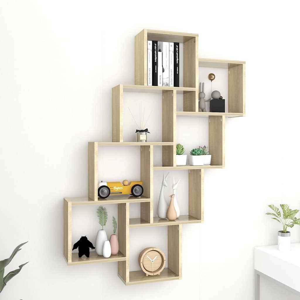 Étagère cubique en chêne Sonoma 90 x 15 x 119 cm avec espace de rangement ouvert, peu encombrant comme étagère murale, étagère suspendue et organiseur pour salon, chambre à coucher, bureau et