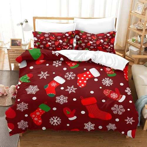 Housse de couette cerf Noël 3D en microfibre résistante lit double