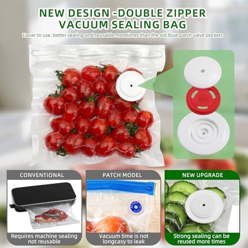 Image of 30-Piece Pack of Vacuum Sealer Bags with Air Valves (Food Grade) Reusable Vacuum Sealer Bags for Food (10 Large + 10 Medium + 10 Small) BPA-Free-Odor-Resistant