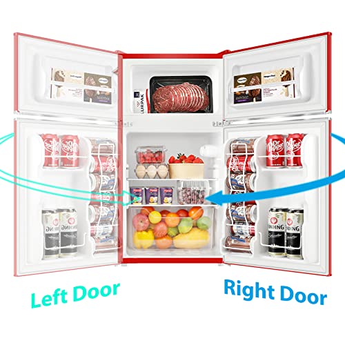 Bangson Mini Fridge With Freezer, 3.2 Cu.ft Small Refrigerator With Freezer, Door Handle, Bottle Opener, For Bedroom, Dorm, Office, Home, Garage Or Rv, (Red) #TOP7