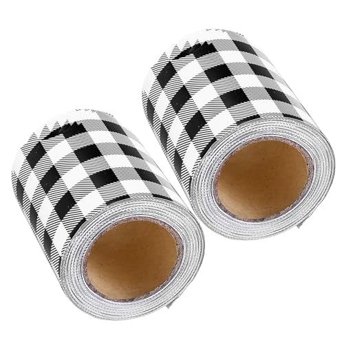 MOTHNUR Bordes Autoadhesivos para Tablón de Anuncios Blanco y Negro Pegatinas Decorativas a Cuadros 2 Rollos de 75 CM X 20 M para Aulas Oficinas y Fiestas