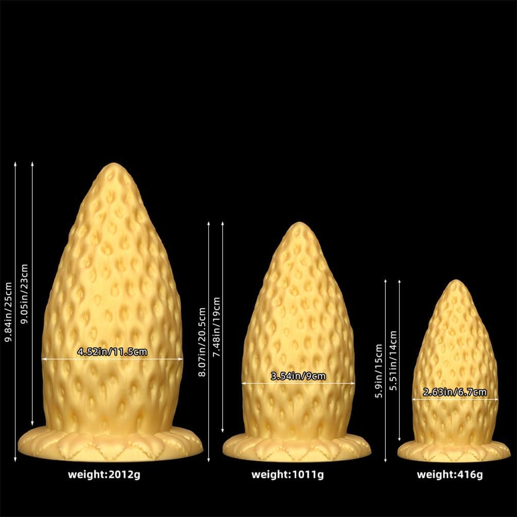 Plug anale fragola oro ventosa grande dilatatore anale dildo gigante pene enorme dildo anale prostata plug anale masturbazione giocattoli sessuali for donne(L)