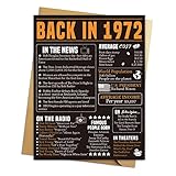 Big 1972 Card, 50th Birthday Card, Jumbo 50th Anniversary Card, Back in 1972, 50th Bday Card