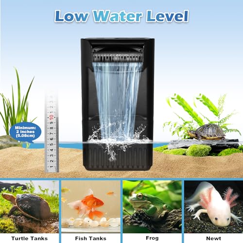 Tararium 222Gph 10W Turtle Tank Filter Aquarium Filter Power Adjustable 10-40 Gal. Small Internal Filter 3-Stage Waterfall Bio-Filtration Quiet Low Water Level For Freshwater Saltwater Fish Tank Easy To Clean thumb #4