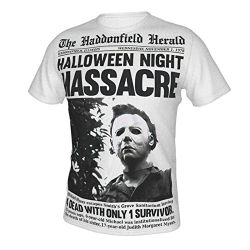 IUBBKI Camiseta básica de Manga Corta para Hombre Michael-Myers-Headline-Halloween-T-Shirt.Masterä¼˜åŒ– Men's Crew Neck T-Shirt